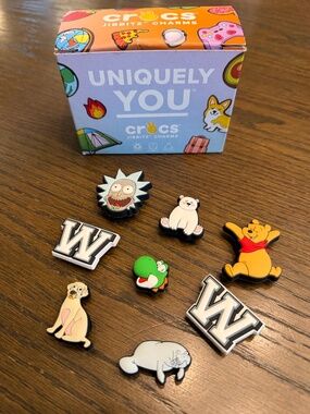NWOT - Authentic Crocs Jibbitz Charms Bundle - Rick and Morty, Pooh, Yoshi (8pc)